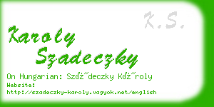 karoly szadeczky business card